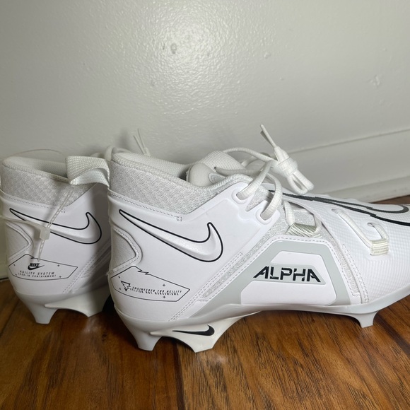 Nike Alpha Menace Pro 3 white Football Cleats Men’s Sz New No Box! - Picture 3 of 5